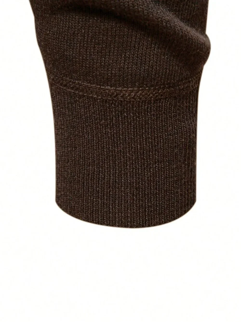 Coffee Brown Casual Men's Stand Collar Quarter Zip Pullover Sweater